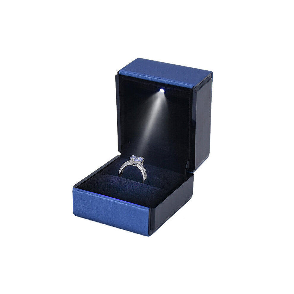 (Blue White-Ring box) LED Lighted Wedding Ring Engagement Ring Pendant Jewelry Display Holder Case 5