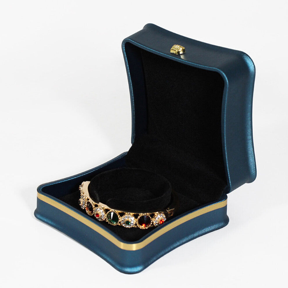 Peacock Jewelry Box with Crown Buckle Edge for Wedding Engagement Ring Necklace Earrings Pendants Organizer