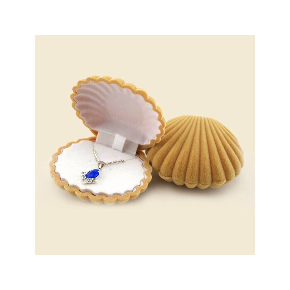 Shell Shape Velvet Jewelry Ring Earrings Necklace Display Container Boxes Holder For Wedding Engagement