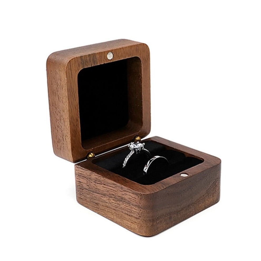 (black White-Single) Engagement Wooden Love Gift Case Storage Holder Jewelry Box Lover Ring Display Box Ring Storage Box