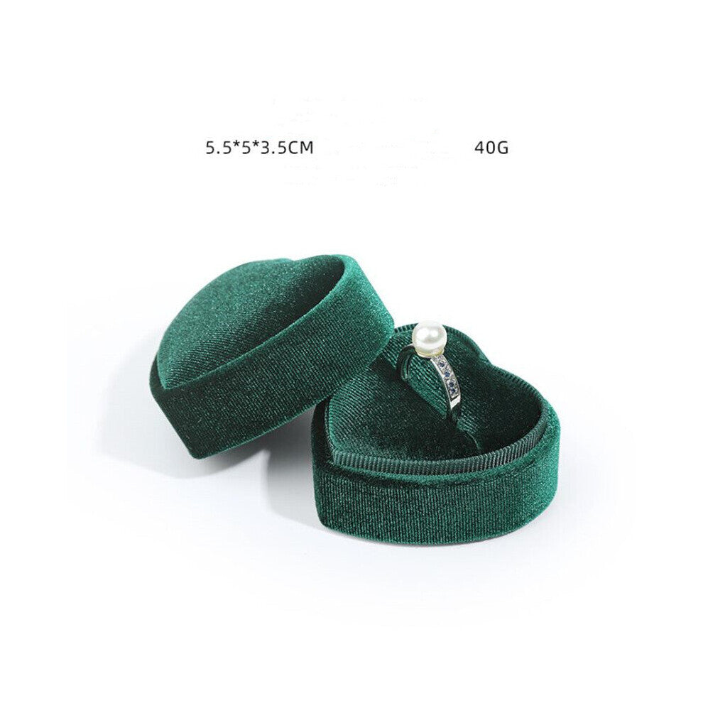 (Green-Necklace box) Pink- Green Heart Shaped Jewelry Box Corduroy Ring Pair Pendant Box and Jewelry Storage Box