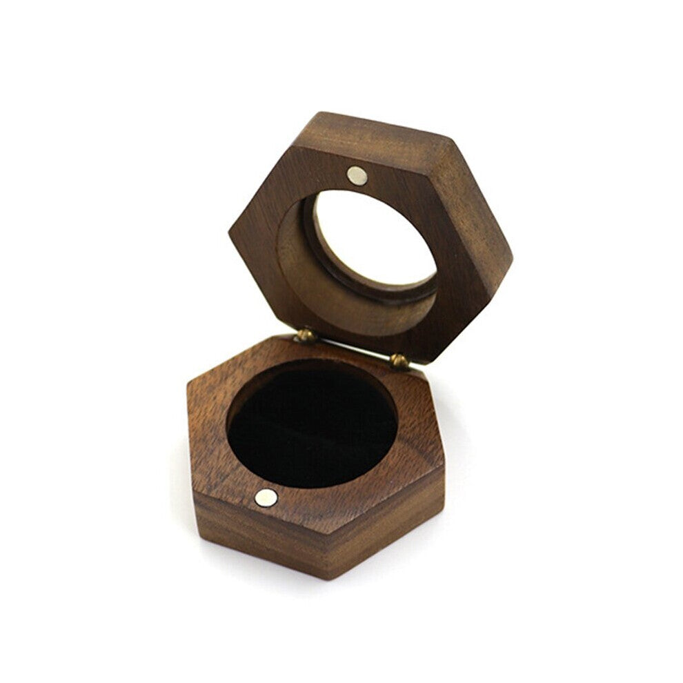 Vintage Ring Box Velvet Lining Single Ring Display Case Jewellery Storage Chest for Proposal Engagement Wedding