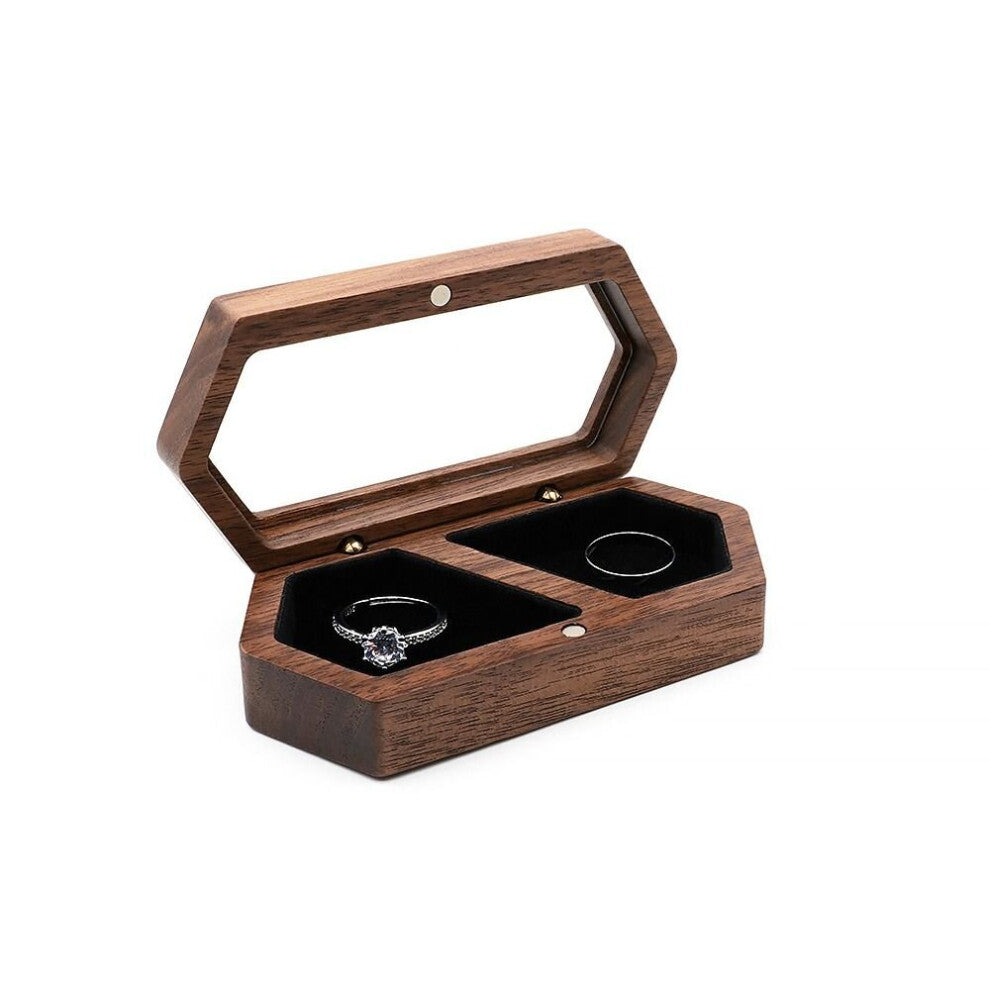 High-quality Walnut Wooden Ring Storage Box Display Box Storage Holder Large Capacity Jewelry Box Engagement Wedding Case