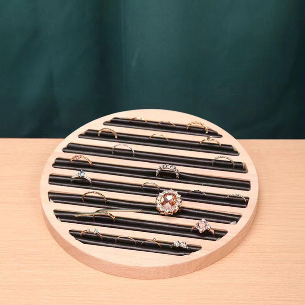 Round Jewelry Rings Earrings Tray 8 Long Slots Storage Box Holder Organizer Bangle Cufflink Wooden for Exhibitions Decoration