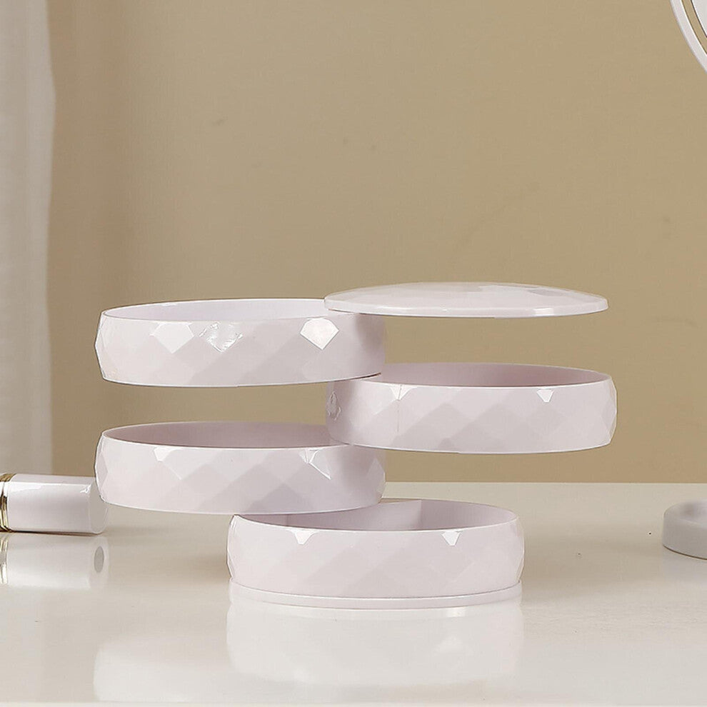 4 Layer Rotating Jewelry Tray Case with Lid Earring Containers for Women Classified Storaged 360 Degree Freely Rotating Travel
