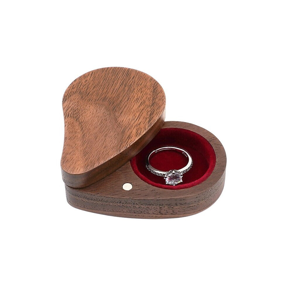 Natural Wooden Ring Box Engagement Wedding Jewelry Easy to Carry