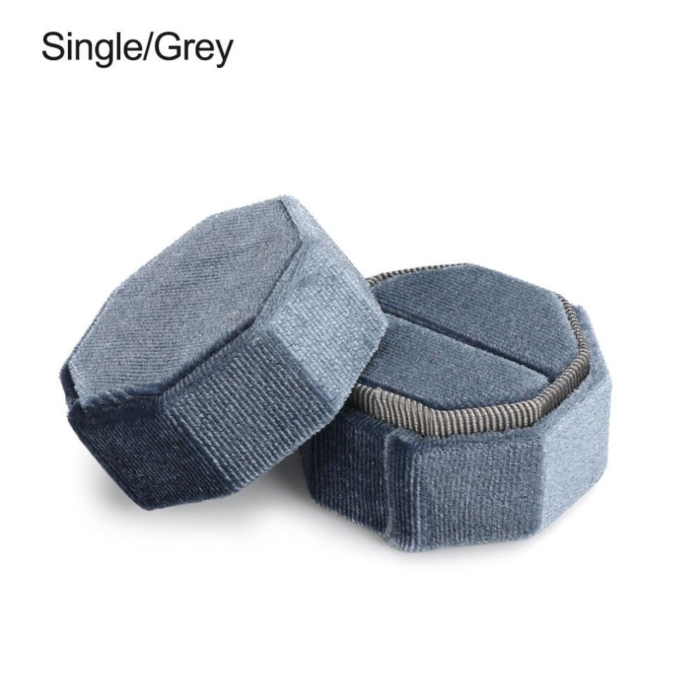 Engagement Octagonal Durable Wedding Ring Storage Box With Detachable Lid Display Box Velvet Jewelry Box