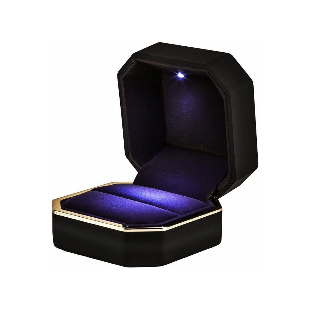 3 ColorLuxury Bracelet Box Square Velvet Wedding Ring Case Jewelry with LED Light for Proposal Engagement Wedding