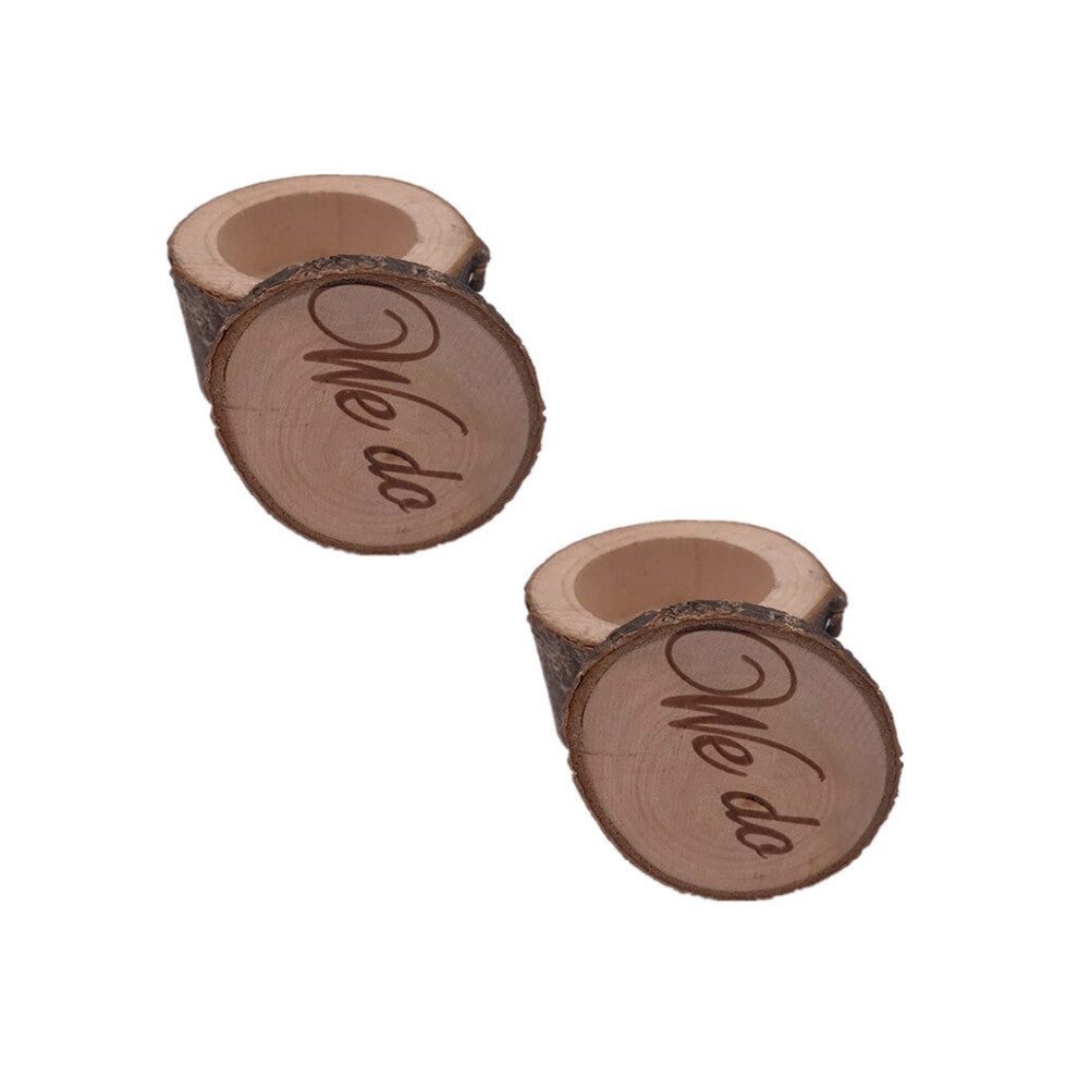 2Pcs Engraved Wood Engagement Ring Box Rustic We Do Holder Storage Decoration Anniversary Event Proposal Package