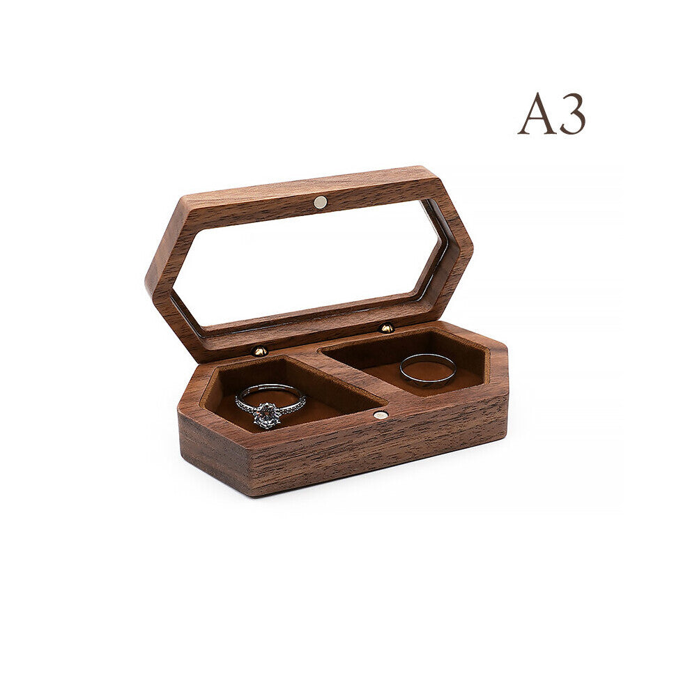 Walnut Wooden Jewelry Box Wedding Ring Proposal Ceremony Diamond Ring Box Desktop Storage Ladies Case Large Capacity