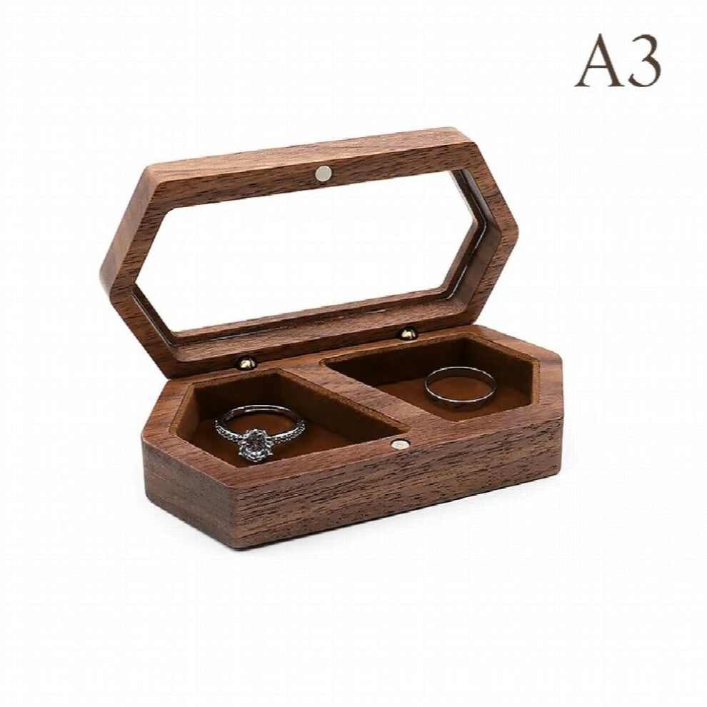 Walnut Wooden Jewelry Box Wedding Ring Proposal Ceremony Diamond Ring Box Desktop Storage Ladies Case Large Capacity