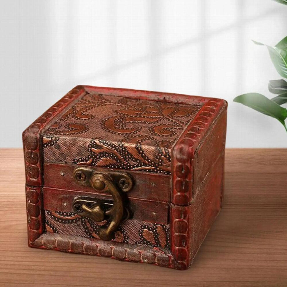 Rustic Wooden Jewelry Organizer with Lock Storage Box Holder for Ring Jewelry Hairpins Cufflinks Home Decoration