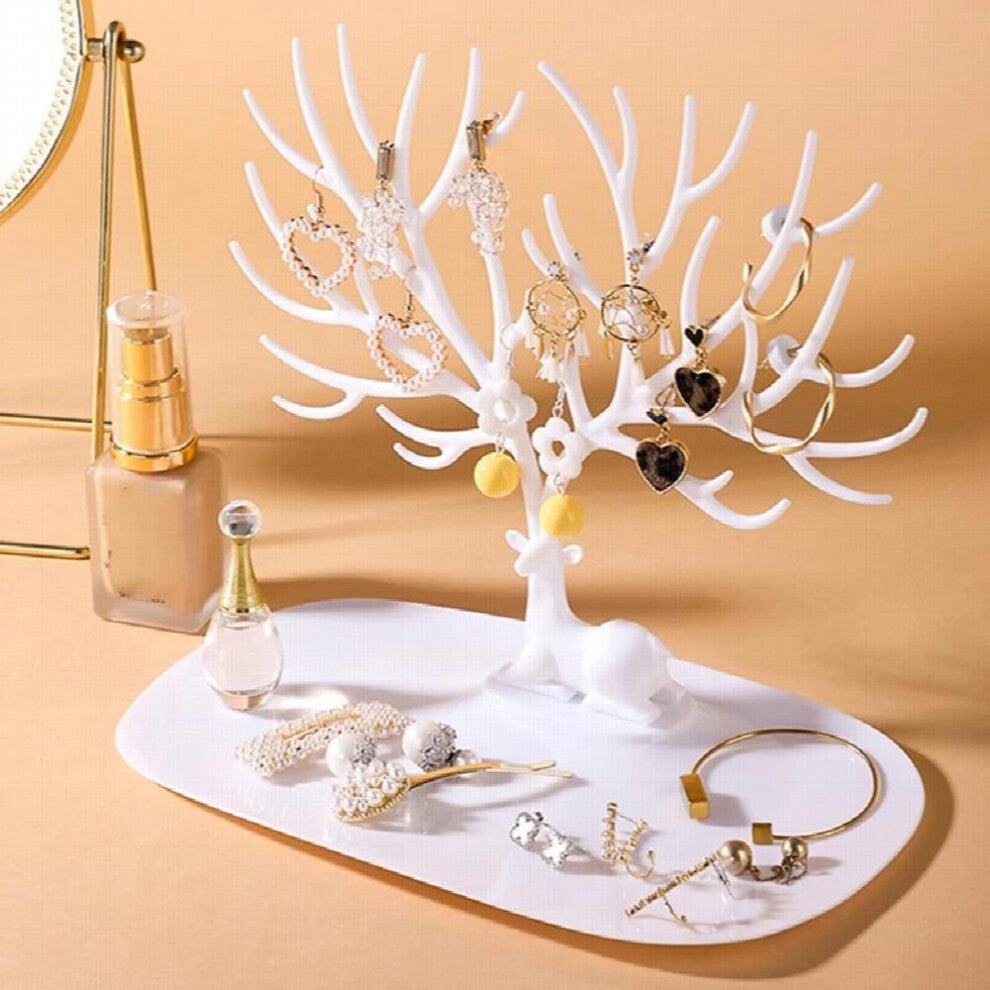 Jewelry Storage Shelf Desktop Jewelry Accessory Organizer Tree Shape Rack With A Sitting Deer For Girls