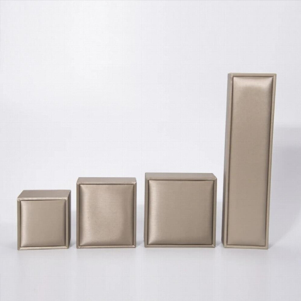 (Color 1 White-Pendant Box) Leather with Convex Edge Plush Jewelry Storage Box Portable Packaging Box European-Style Jewelry Case Set