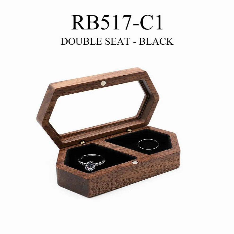 (RB517 C1 White-No engraving) Ring Box Jewelry Storage Engagement Wedding Ceremony Ring Customize Proposal Ring Rustic Wedding Gift for Girl Walnut Wo