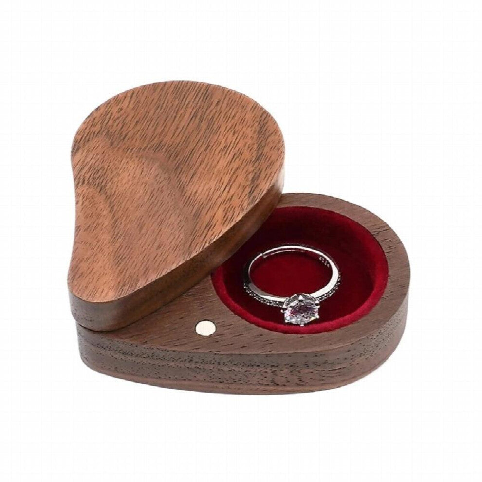 Wooden Ring Box Walnut Jewelry Antique Ring Box for Engagement Wedding Anniversary Dropship