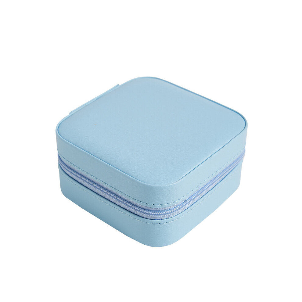 Square Waterproof Jewelry Box Mini Ear Studs Lipstick Storage Portable Rings Bracelets Case Built-In Mirror Desktop Organizer