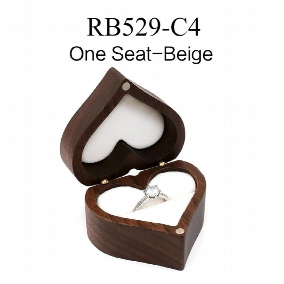 Heart Shape Solid Wood Ring Jewelry Box Organizer Earrings Jewelry Holder Organizer with Lid Proposal Engagement Gift