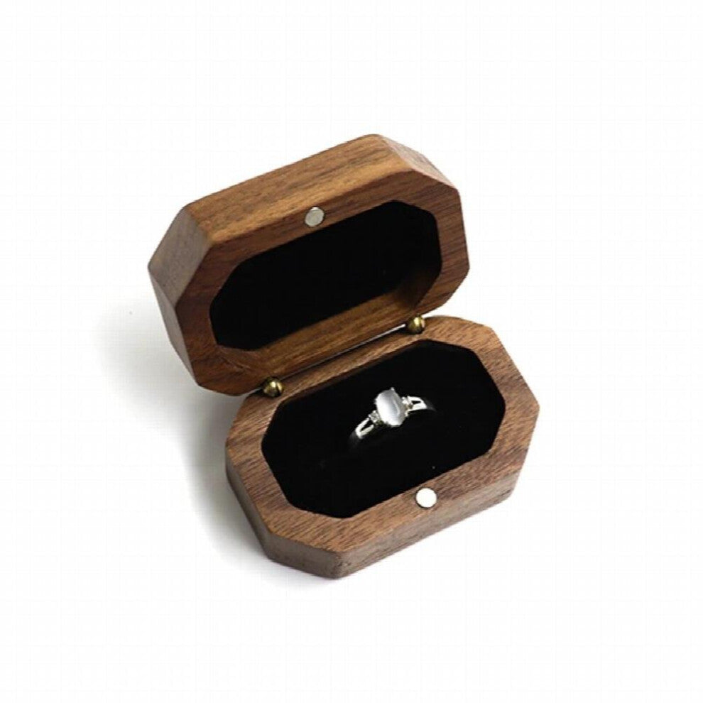 Walnut Wood Jewelry Box Engagement Wedding Ceremony Ring Storage Proposal Portable Ring Holder Rustic Wedding Ring Box