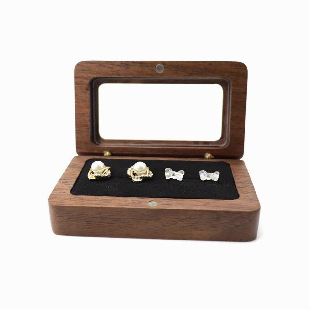 Personalized Rustic Walnut Wooden Wedding Box Box Holder Jewelry Packaging Box Proposal Engagement Ring Holder Gift