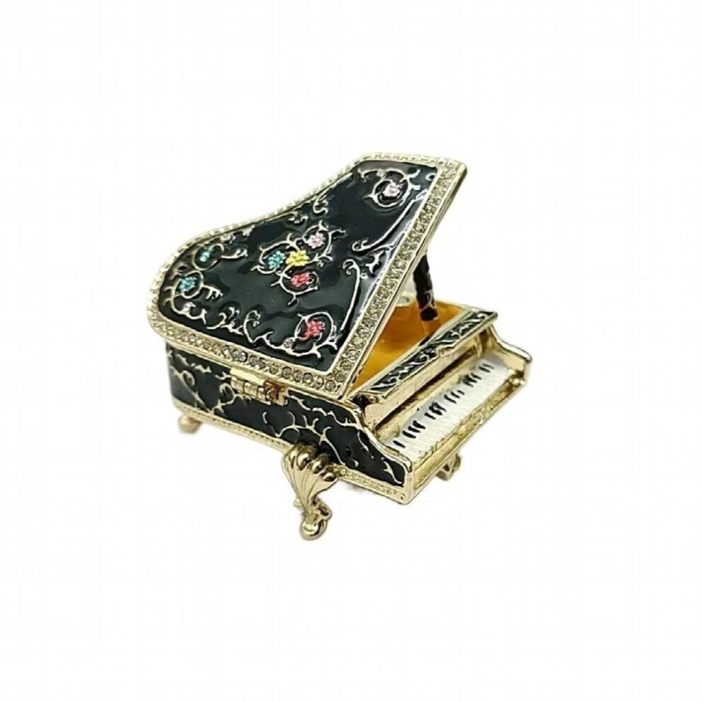 Mini Vintage Jewelry Box for Earrings Ring Necklace Organizer Enamel Painted Piano Desktop Alloy Decoration