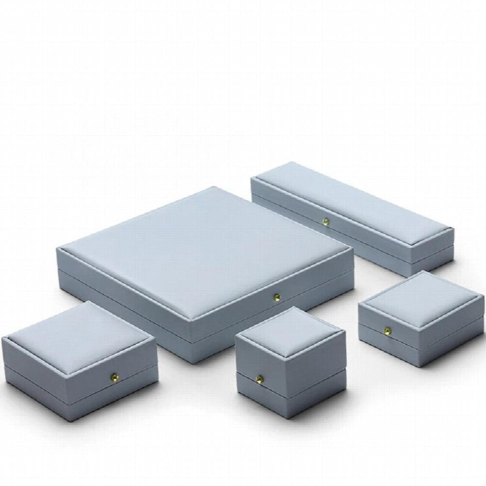 (Gray White-Bracelet box) PU Leather Jewelry Box Organizer Portable Wedding Gift Packaging Pendant Necklace Ring Minimalist Jewellery Storage Case