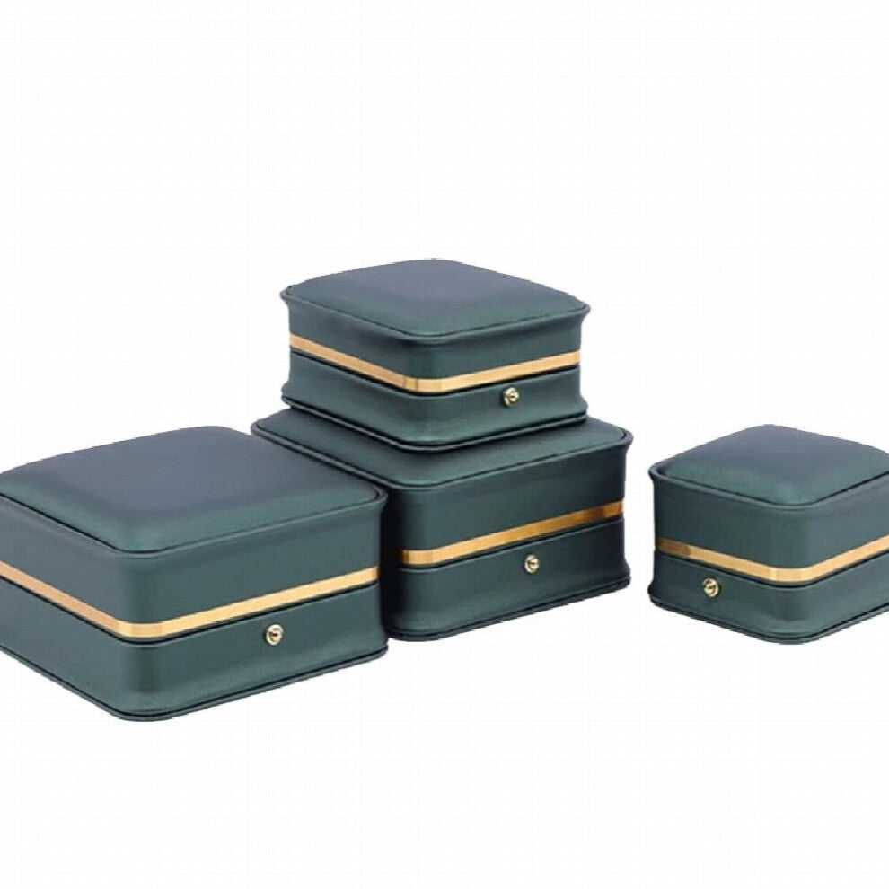 (Green-Bracelet box) Jewelry Box Wedding Ring Pendant Packing Cases Foldable Gift Organizer with Golden Sideline