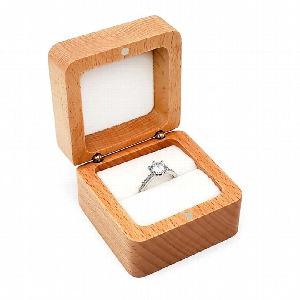 D7WB Walnut Ring Box Wooden Jewelry Jewelry Organizer Decorative Box for Proposal Wedding Engagement
