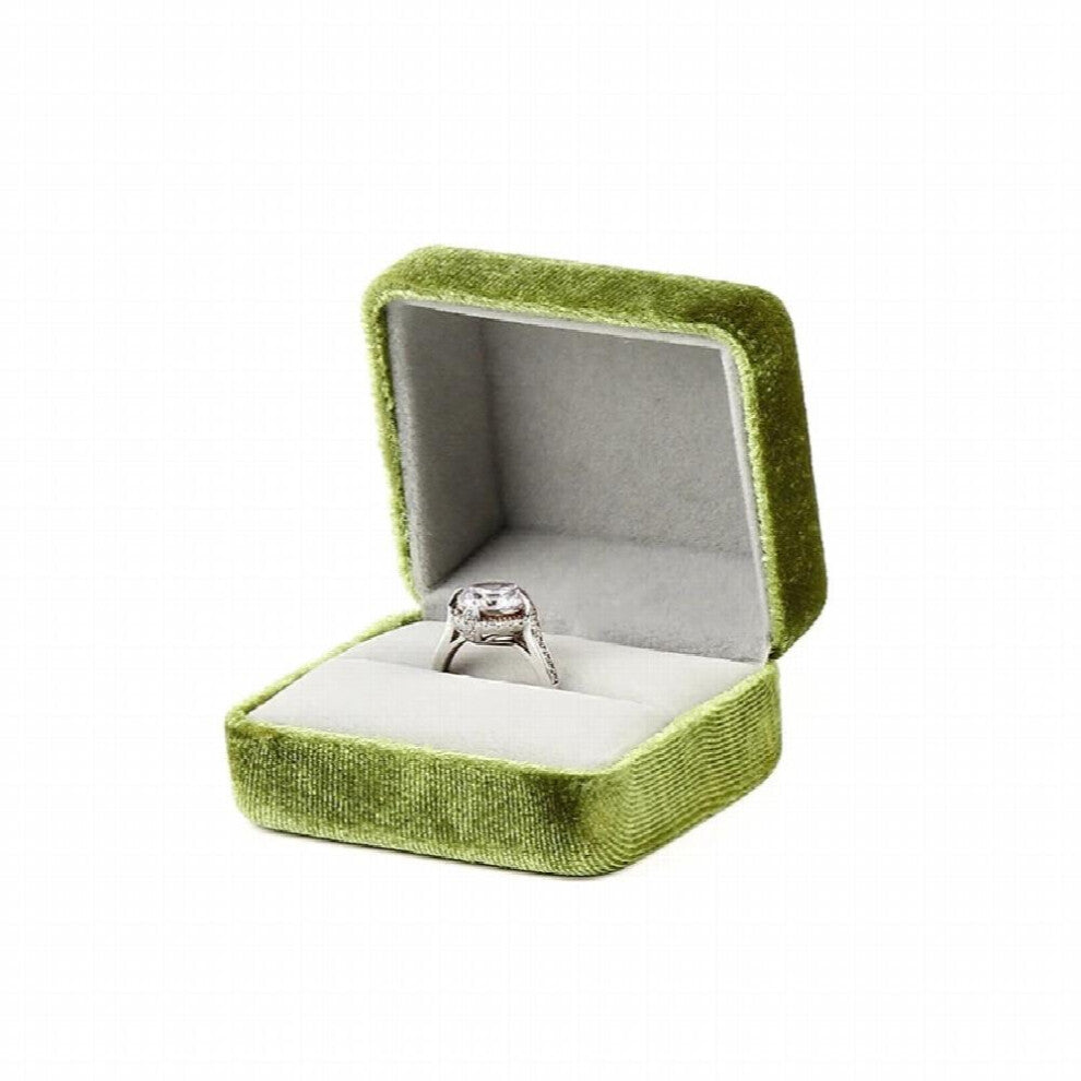 Green Velvet Jewelry Box Organizer For Wedding Engagement Ring Pendant Necklace Jewellery Packaging Display Case Amazing