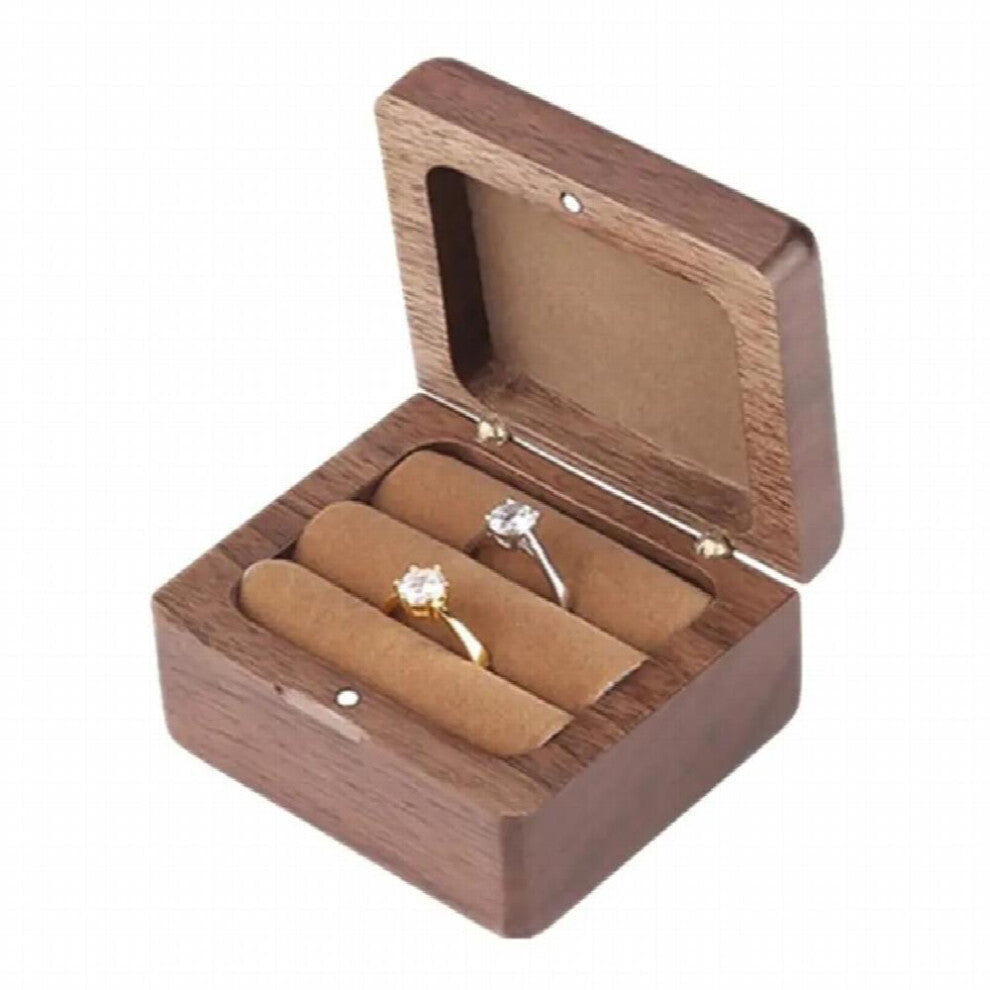 Square Shaped Wood Ring Box Portable Jewelry Box Holder Engagement Ring Box Rustic Decor Box