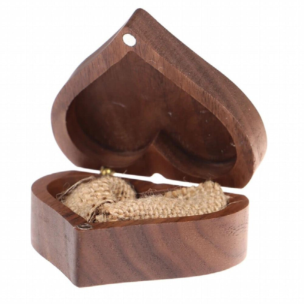 1Pcs Walnut Wood Heart Jewelry Box Engagement Wedding Ceremony Ring Storage Portable Ring Holder Rustic Wedding Ring Box