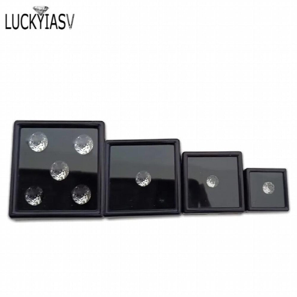 (Black White-3x3x1.7) 10Pcs Gemstone Diamond Display Storage Box Square Soft Sponge Gems Beads Pendante Earring Organizer Package Showcase