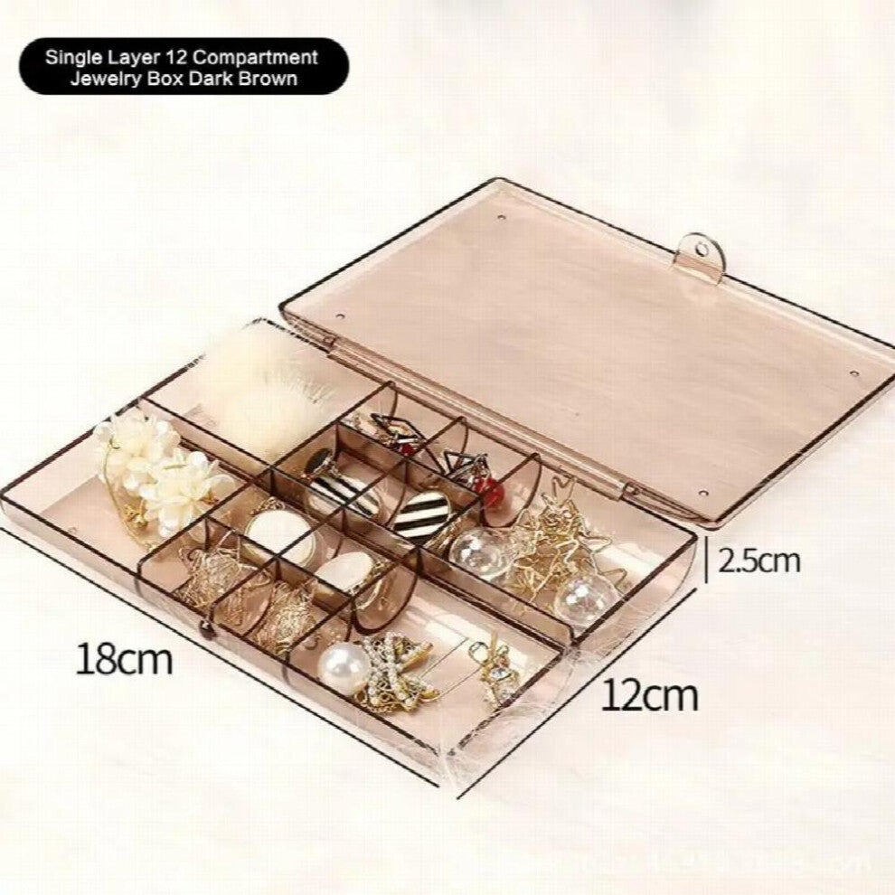 Small Jewelry Box Earrings Necklace Bracelet Partition Transparent Jewelry Box Desktop Dust-proof Storage Case