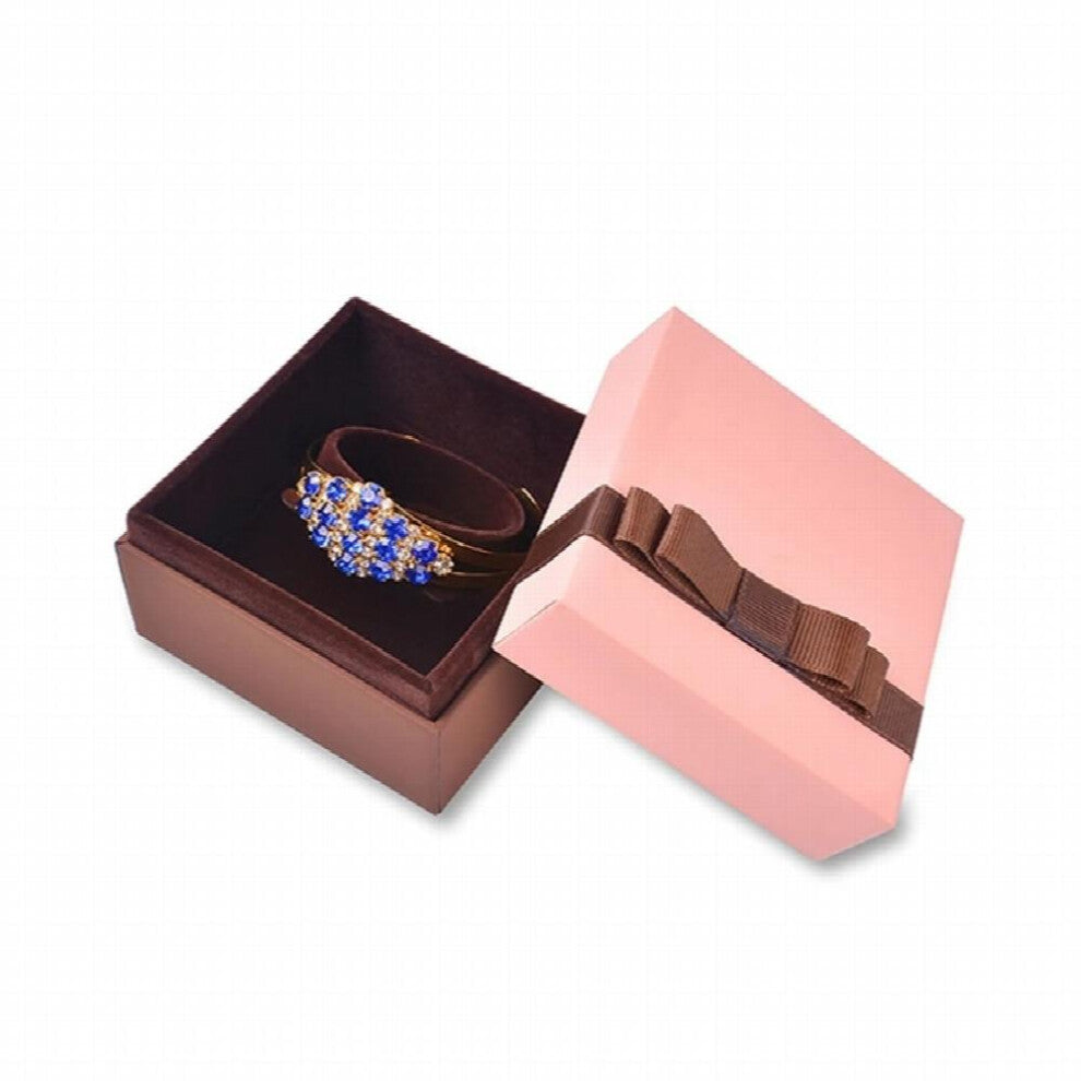 Pink Jewelry Box Packaging with Silk Bow Ribbon Engagement Romantic Necklace Pendant Ring Gift Display Cases