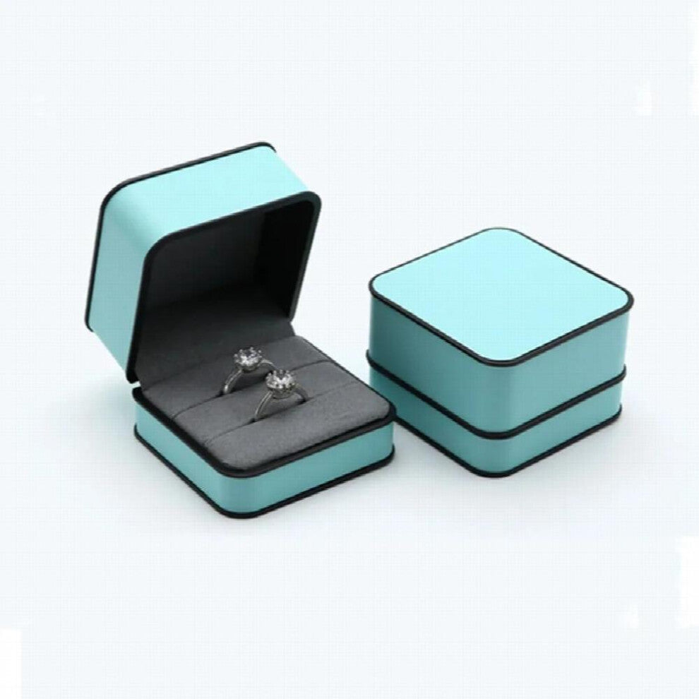 (Double ring box White-Orange) High PU Leather Jewelry Organizer Storage Box Necklace Ring Earrings Gift Packaging Display Case for Wedding Engagement