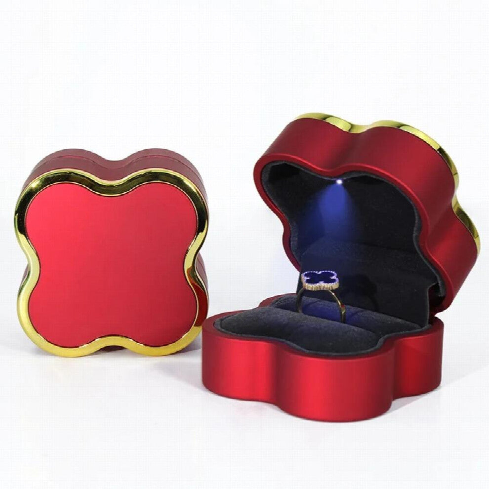 Style Jewelry Box with LED Light Engagement Wedding Ring Pendant Necklace Jewellery Present Storage Case