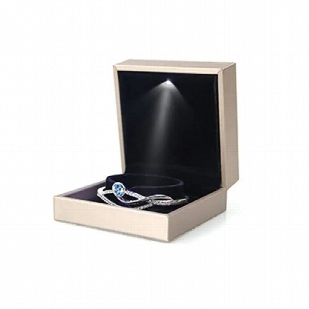 LED Light Jewelry Display Bracelet Necklace Wedding Engagement Ring Box Storage