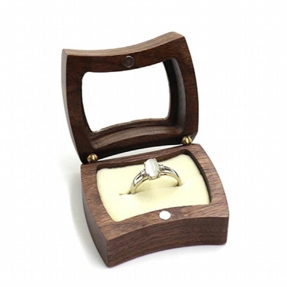 Wedding Ring Bearer Magnet Wood Box Walnut Ring Holder Ring Bearer Storage Box for Wedding Ceremony Proposal Engagement