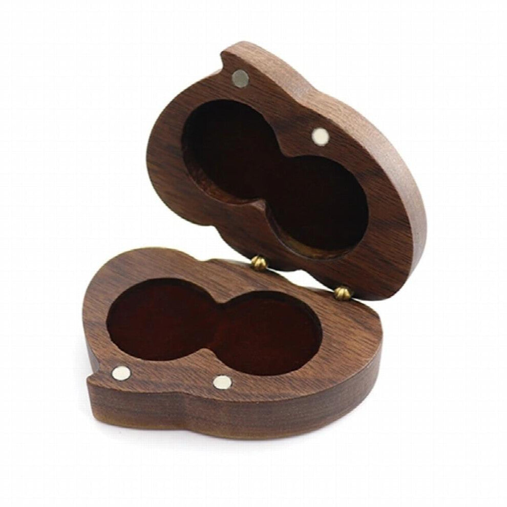 Wedding Ceremony Ring Box Wooden Double Heart-Shaped Walnut Engagement Ring Box Used for Proposal Wedding Birthday Gift
