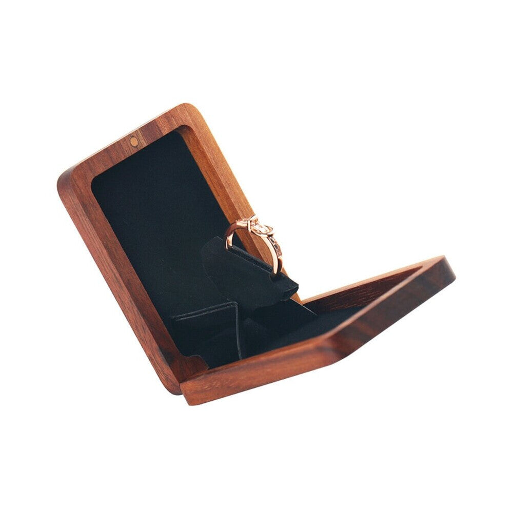Engagement Ring Box - Rotating Wooden Ring Box for Proposal Ceremony - Ring Bearer Box with Concealed Magnetic Closure 40GB