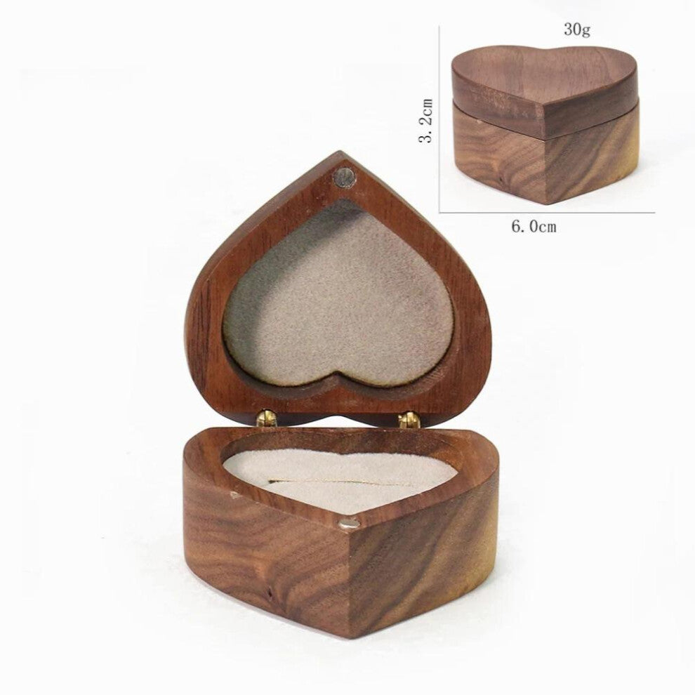 Retro Wood Couple Rings Box Jewelry Organizer Packaging Wooden Heart David Star Storage Woman Bride Engagement Wedding Display
