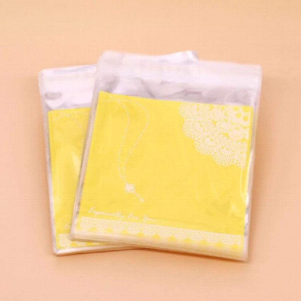 100Pcs-Set High Plastic Cookie jewelry Packaging yellow key Bags Self adhesive Cupcake Wrapper bags Candy Gift Bag