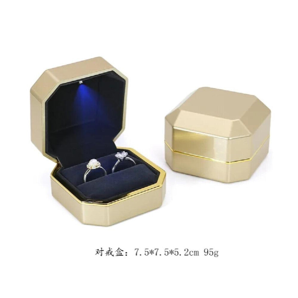 led jewelry box Velvet Rubber Necklace Pendant Display With Light For Proposal Engagement Wedding Case