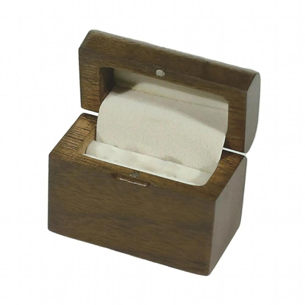 Vintage Walnut Wood Jewelry Ring Box for Engagement Proposal Ceremony Anniversary