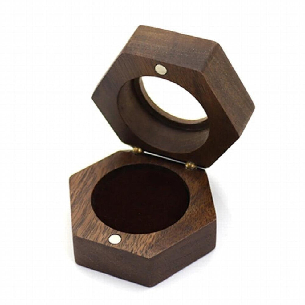 Wooden Ring Box with Velvet Lining Single Ring Storage Chest Jewellery Display for Proposal Engagement Wedding Mini Rin
