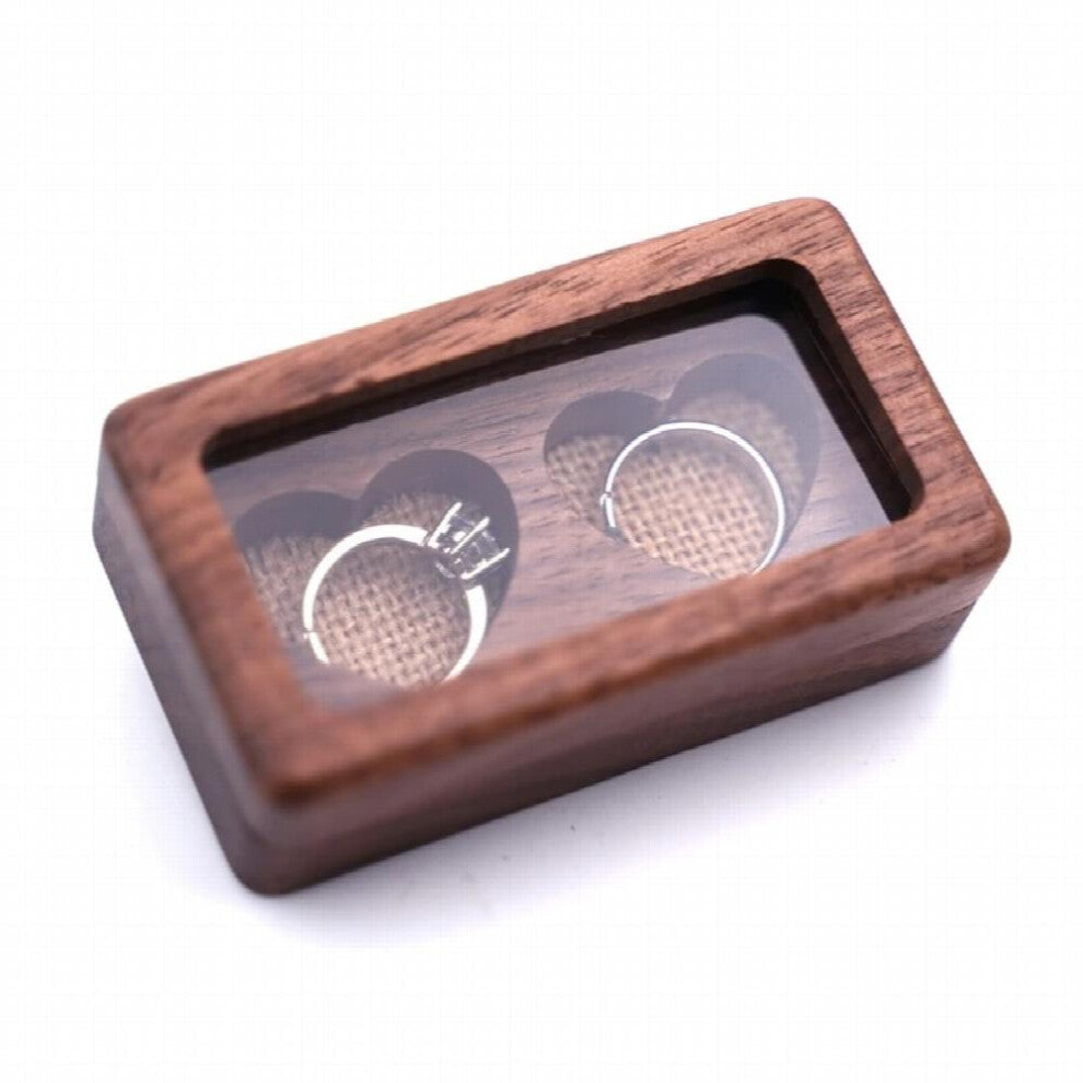 Walnut Wood Jewelry Box Engagement Wedding Ceremony Ring Storage Proposal Portable Ring Holder Rustic Wedding Ring Box