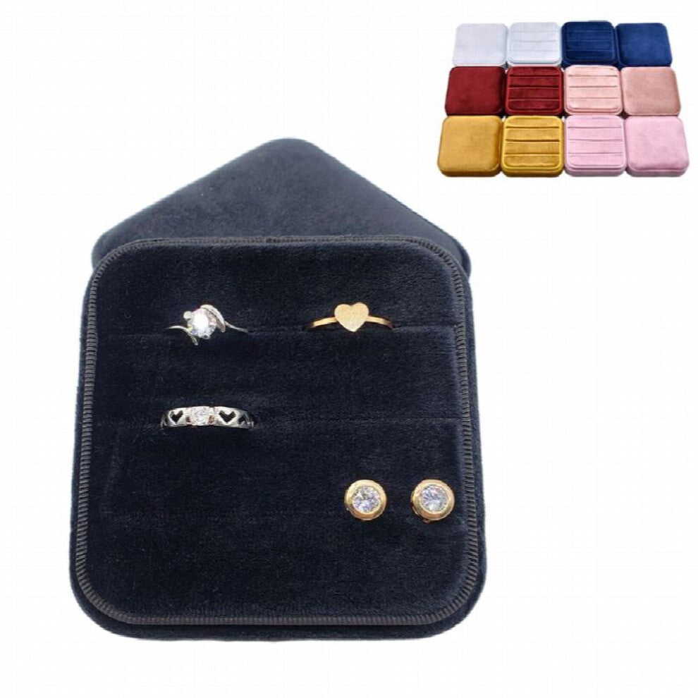 Velvet Ring Box,Square Vintage Wedding Ceremony Ring Box with Detachable Lid, Engagement Ring Box Holder,Valentine's
