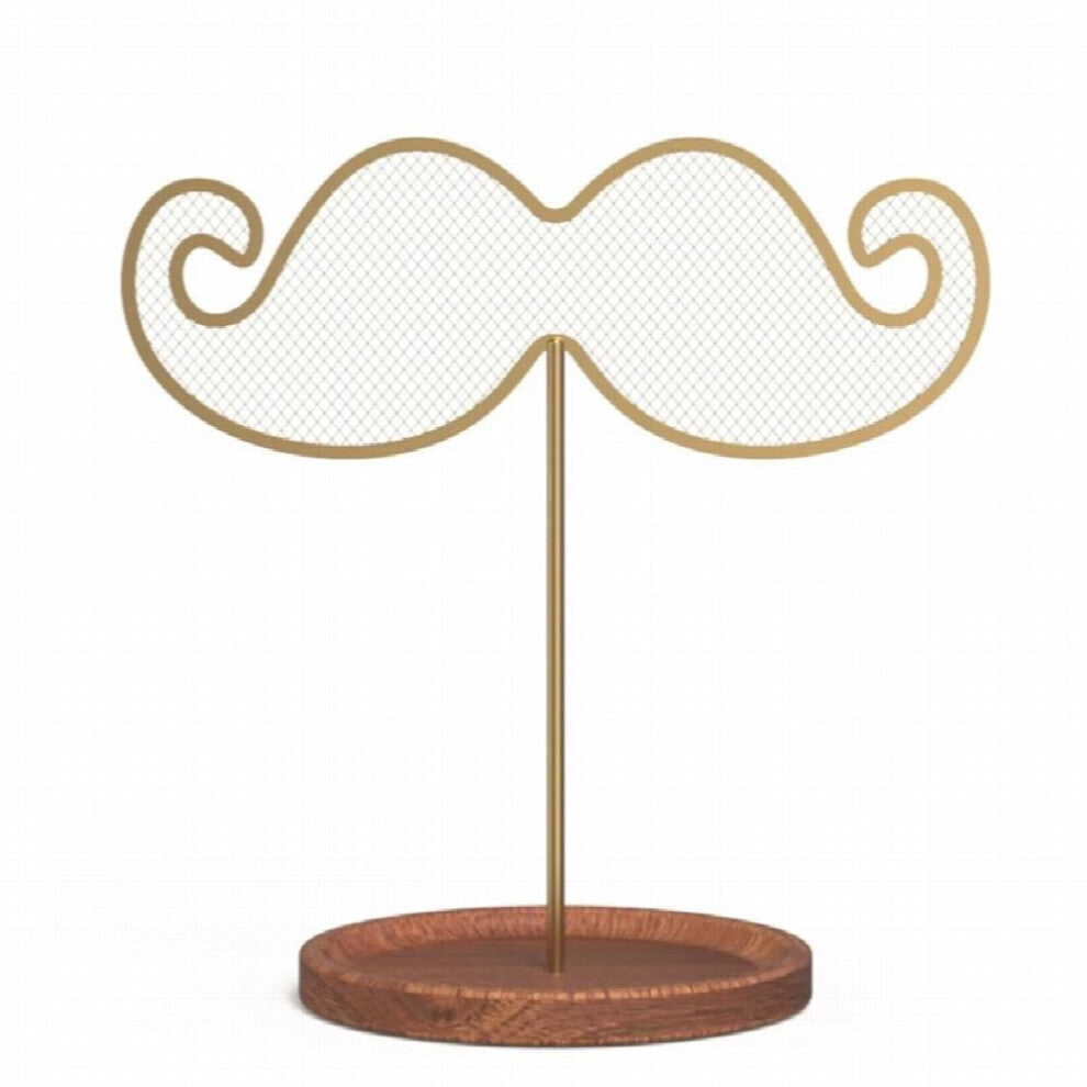 Beard Shape Organizer Net Grid Metal Jewelry Display Holder Earring Display Rack with Wood Tray for Tabletop Home Use