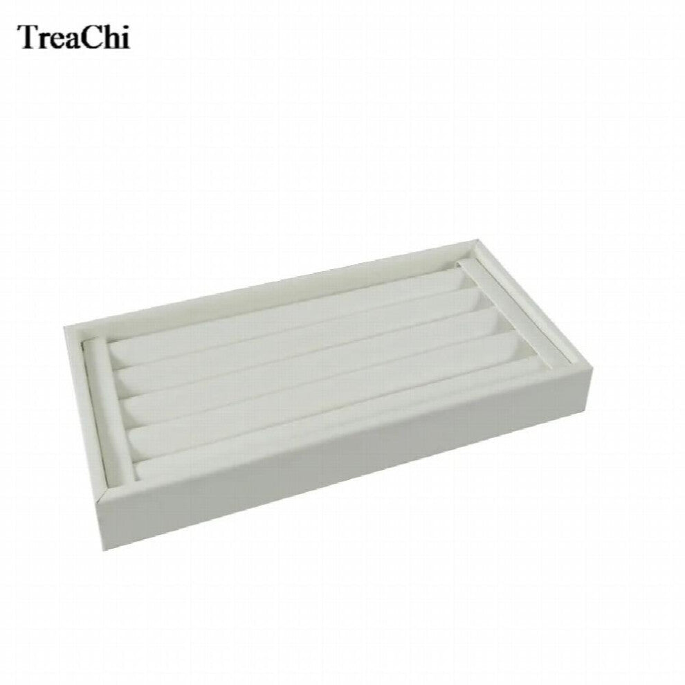 Wooden Ring Bar Jewelry Display Case Red Velvet Earring Bead Storage Organizer Box PU Cufflink Ring Tray 11*22 CM