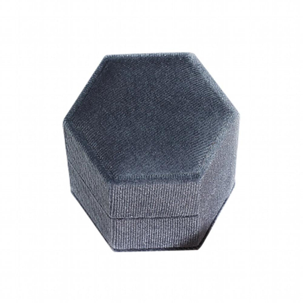 Engagement Ring Box Jewelry Display Corduroy Soft Square Hexagonal Slot Holder Wedding Ceremony Birthday Ring Box
